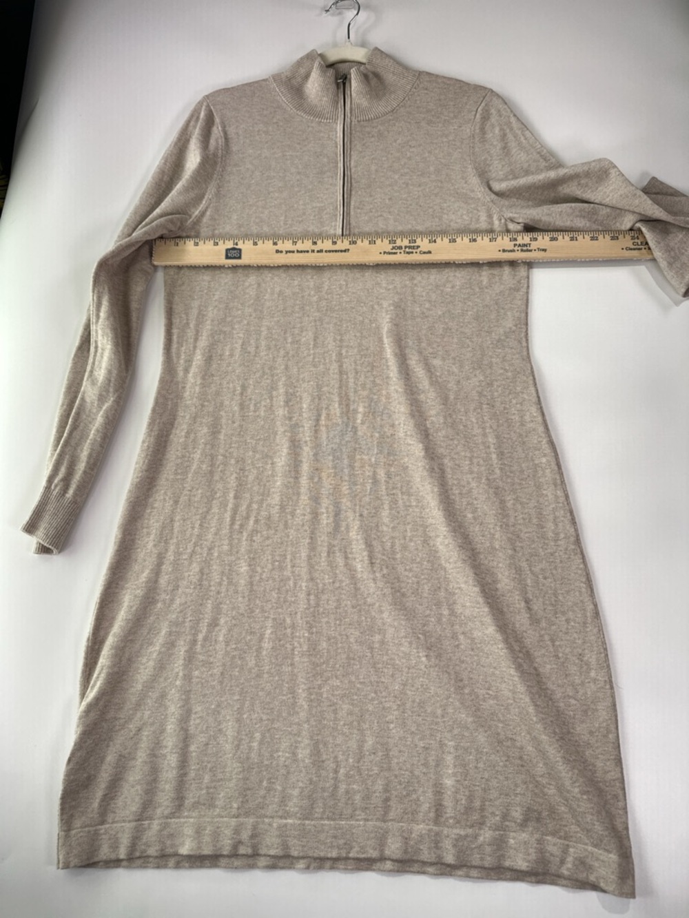 Tommy Bahama Pickford Half Zip Sweater Dress Cotton Blend Beige Large - Picture 8 of 9